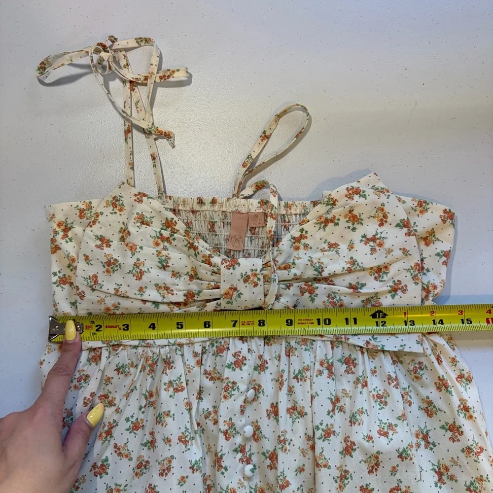 Evolutionary Floral Summer Mini Sundress Bow Dress Boho Cottagecore size medium - Picture 13 of 13